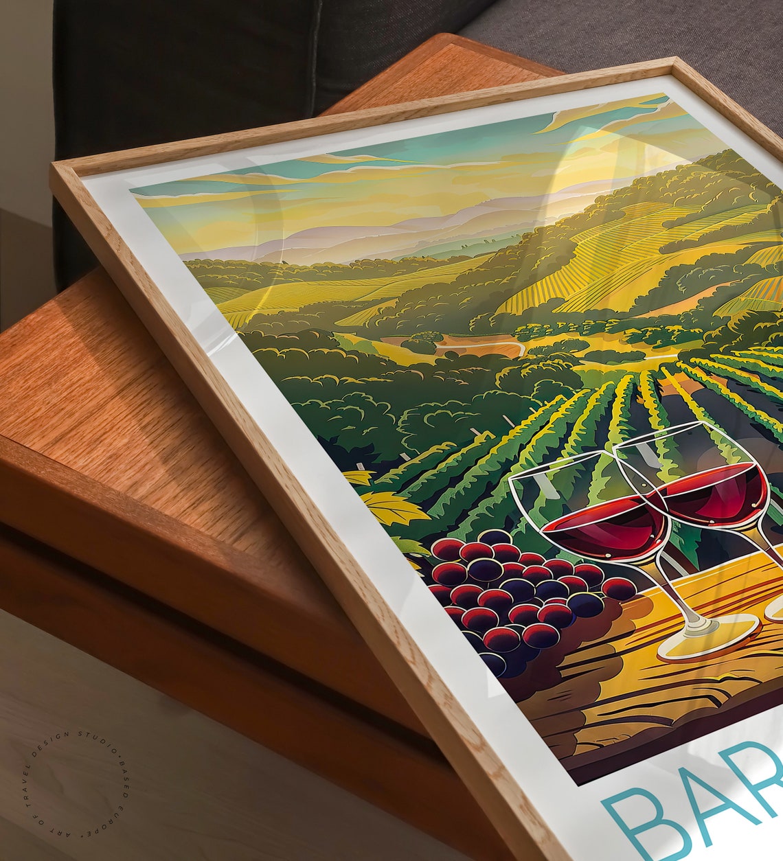 Barossa Valley Australia Vineyard Sunset With Red Wine Glasses Poster - Image 3