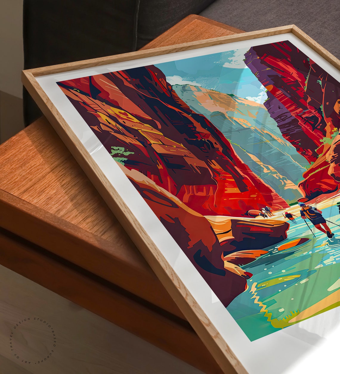 Zion National Park Narrows Hikers in Red Rock Slot Canyon Poster - Image 3