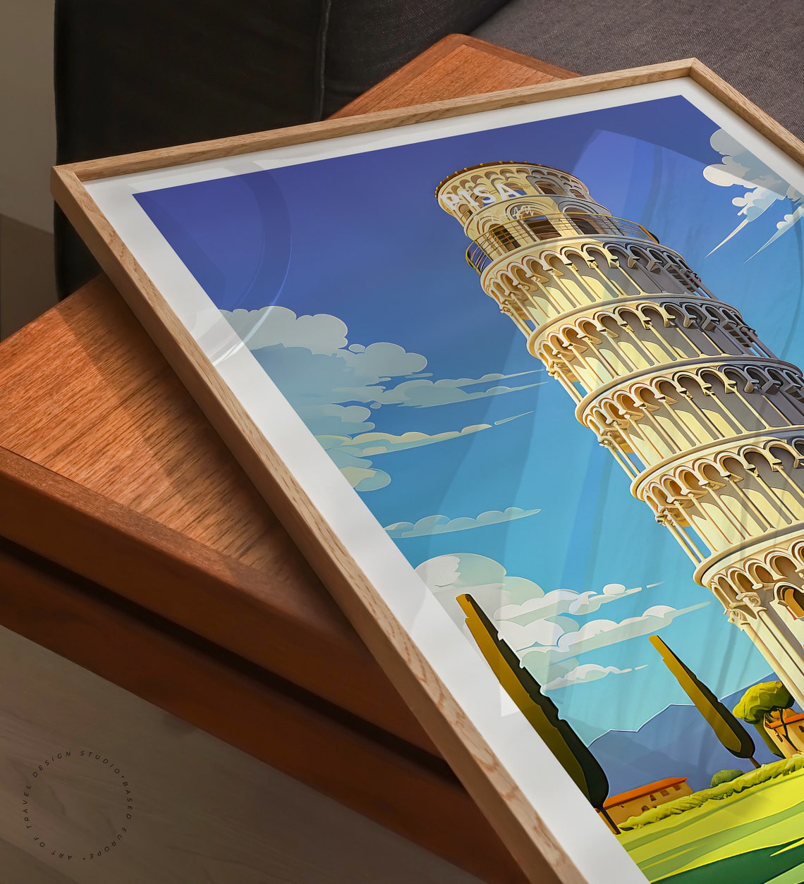 Pisa Leaning Tower Italy Tuscan Landmark Vintage Travel Poster - Image 3