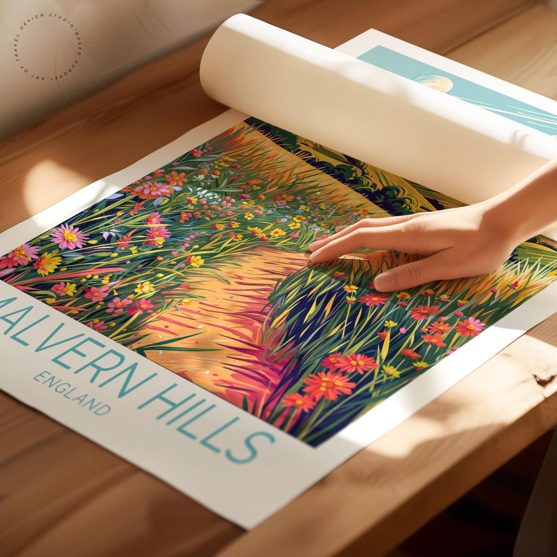 Malvern Hills England Wildflower Path Sunset Meadow Travel Poster - Image 2