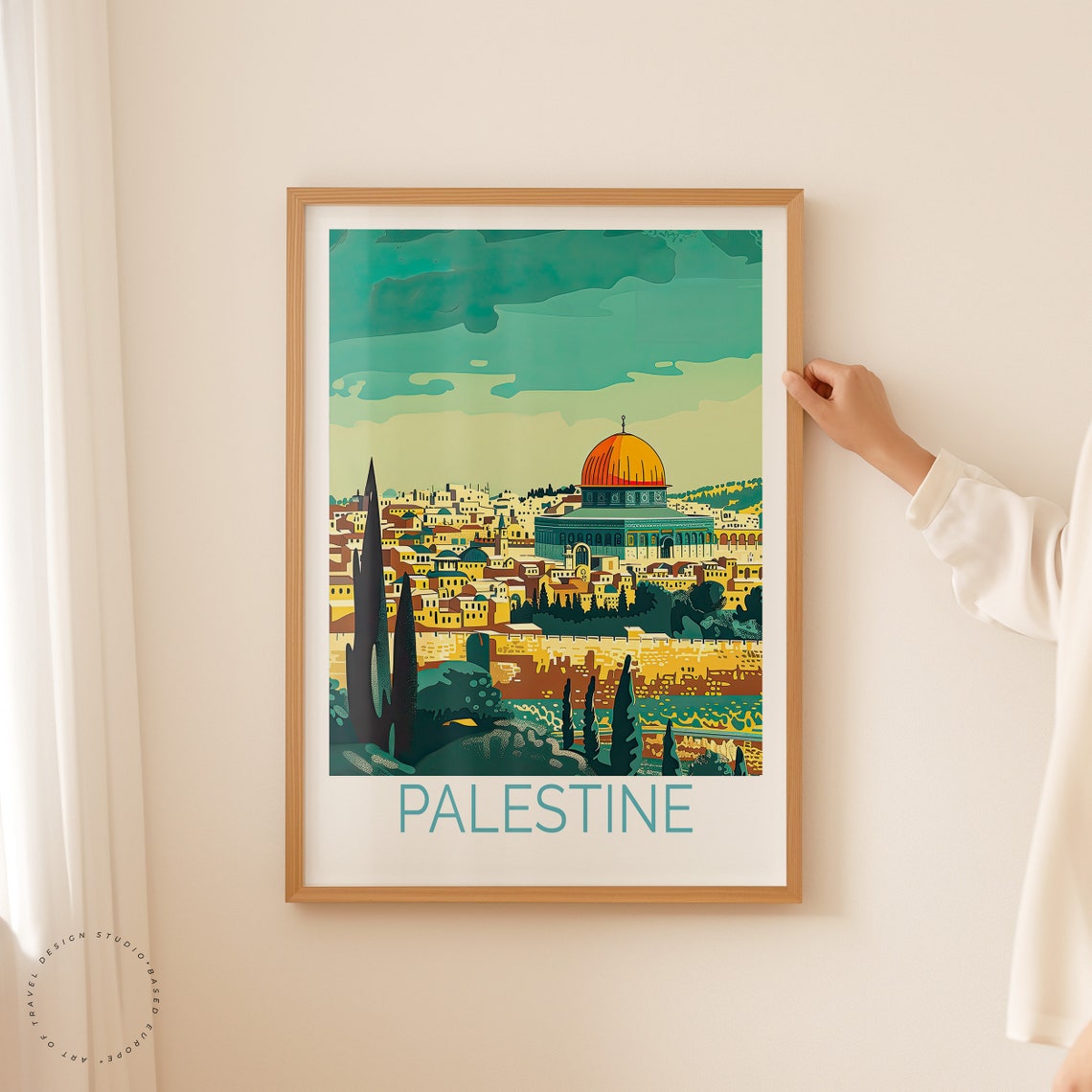 Palestine Dome of the Rock Old City Rooftops Panorama Poster - Image 3