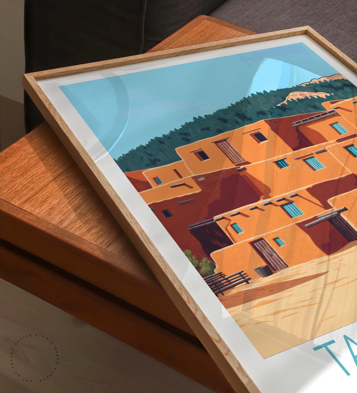Taos Pueblo New Mexico Adobe Village Vintage Southwest Travel Poster - Image 6