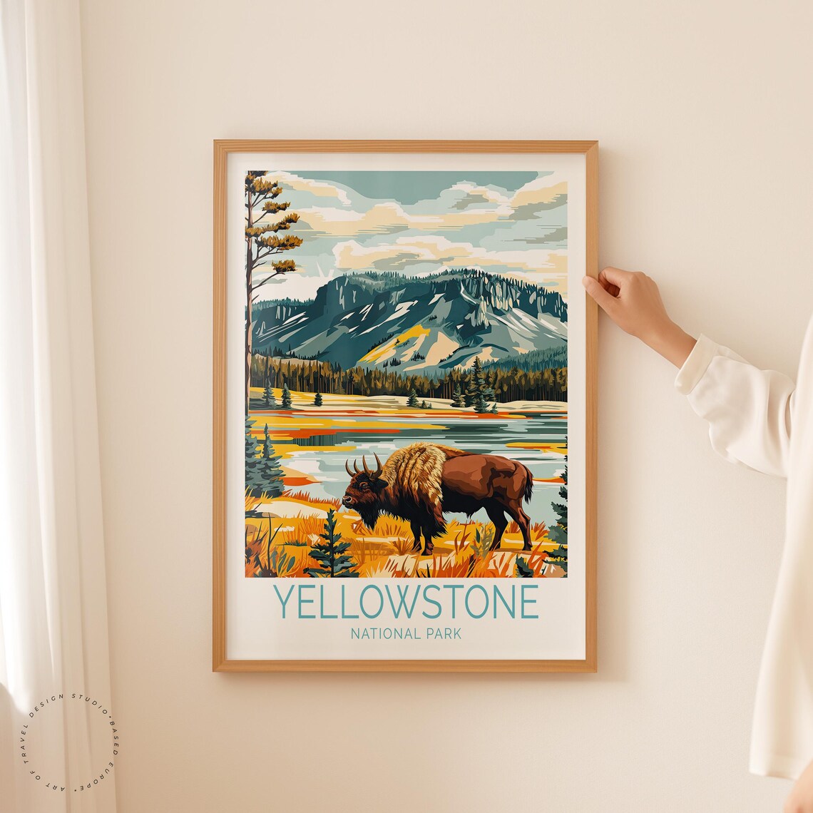 Yellowstone Bison Thermal Terrace Hot Springs Wildlife Poster - Image 2