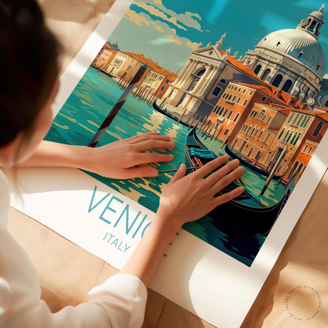 Venice Italy Salute Basilica Domes Gondolas Grand Canal Scene Poster - Image 3