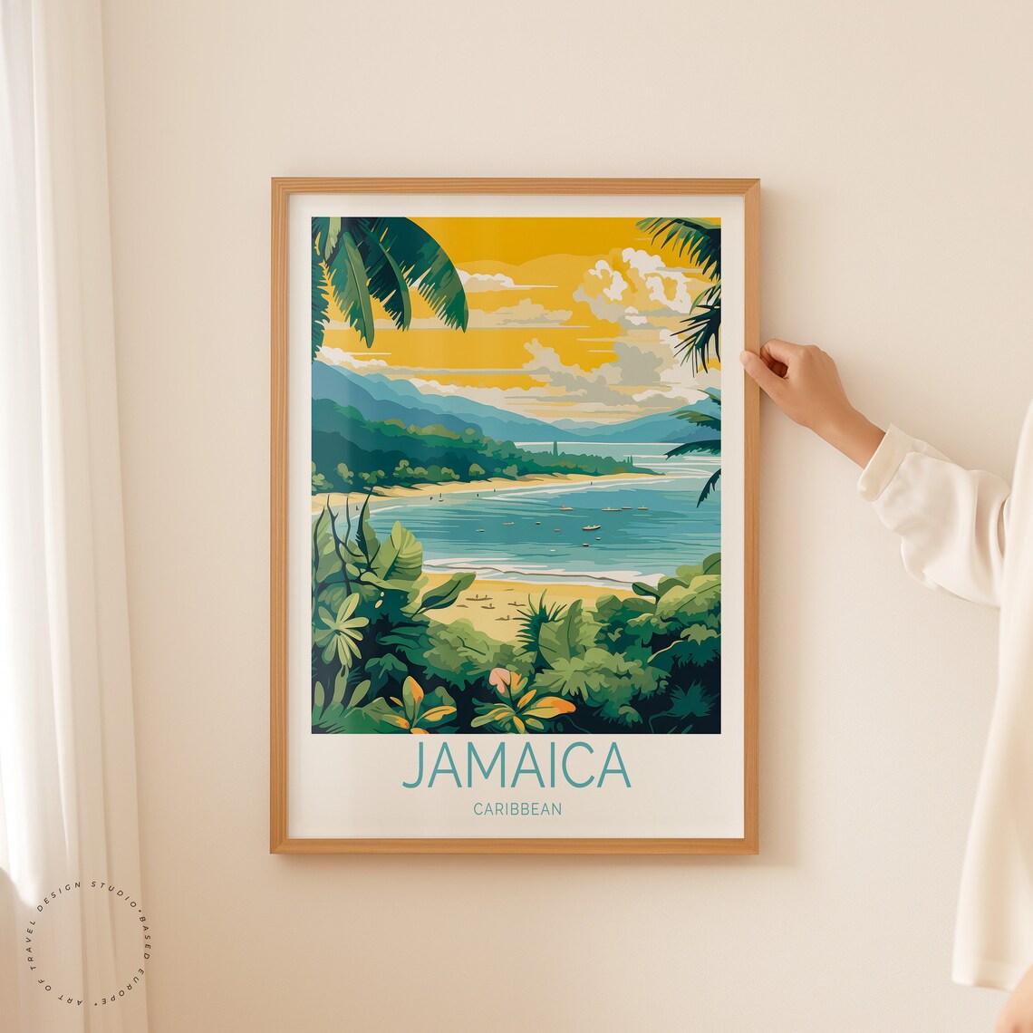 Jamaica Caribbean Golden Sunset Bay Beach Palm Travel Poster - Image 2