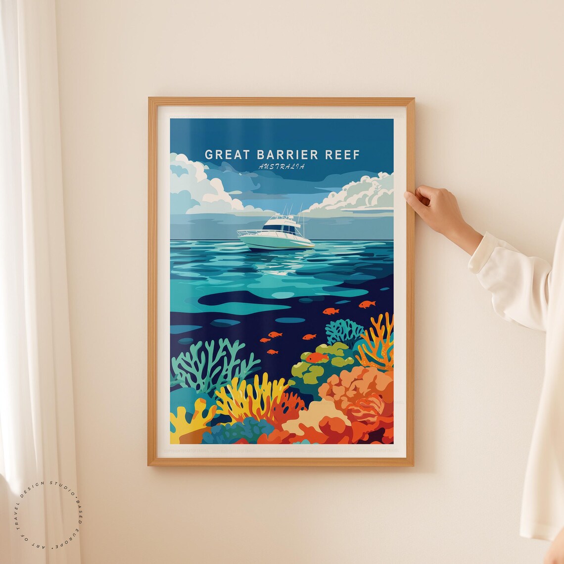 Great Barrier Reef Australia Dive Boat Coral Vintage Travel Poster - Image 5