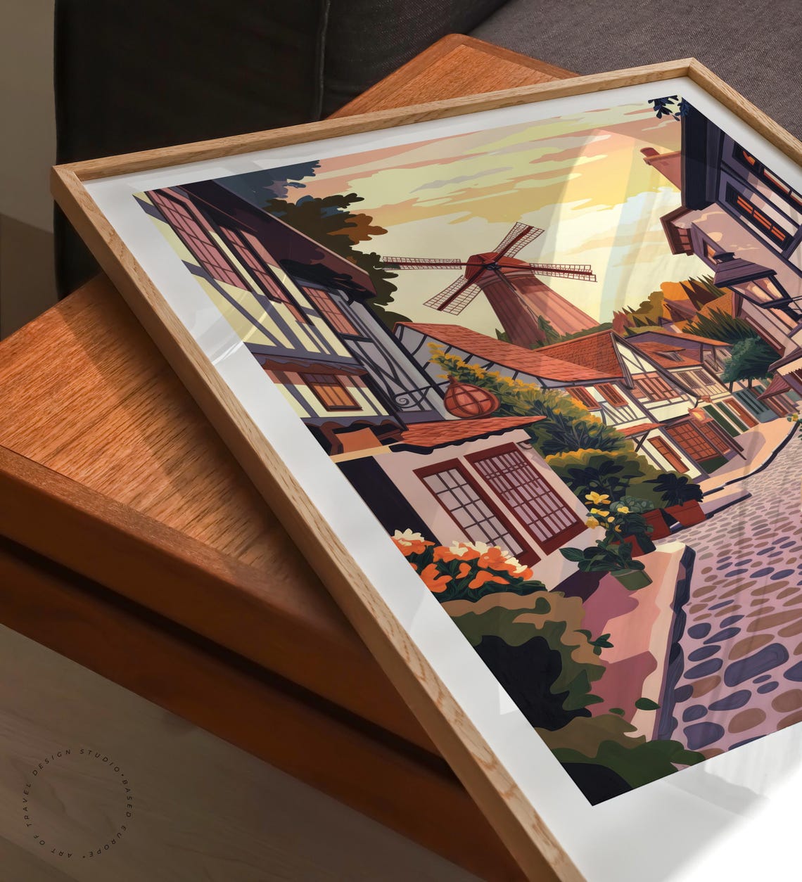Solvang California Danish Village Windmill Sunset Cobblestone Poster - Image 6