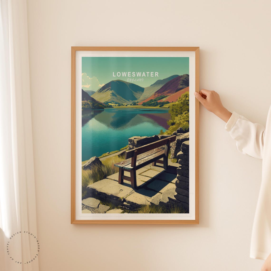 Loweswater England Lake District Fell Reflection Bench Travel Poster - Image 5