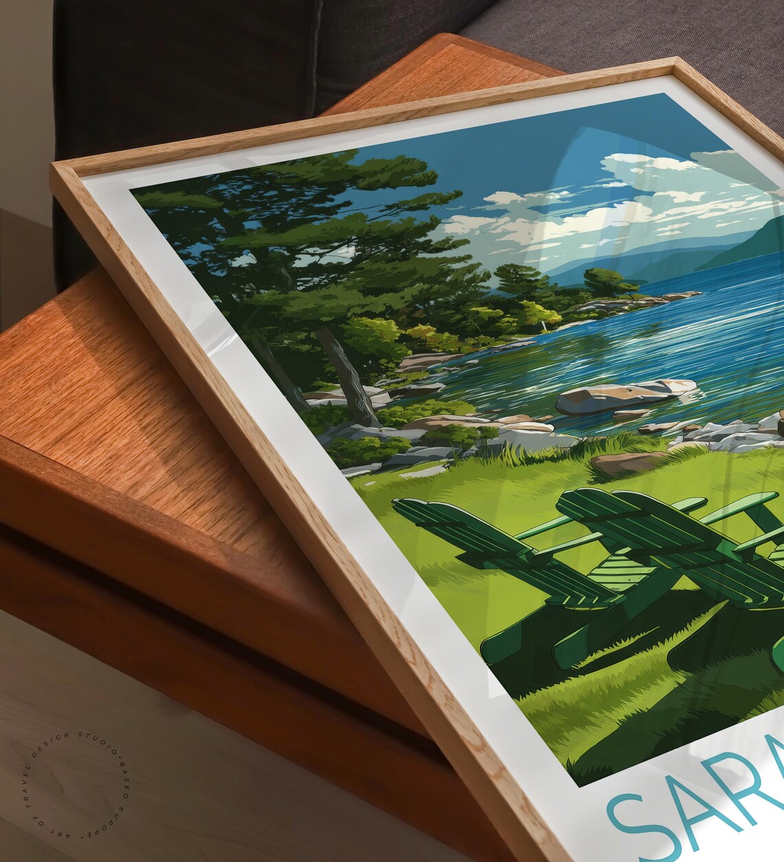Saratoga Springs New York Lake Chairs Lakeside Travel Poster - Image 6