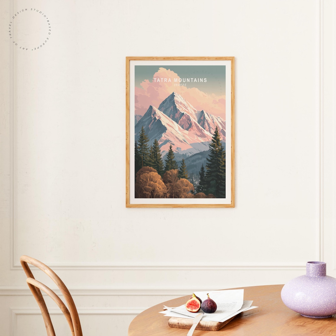 Tatra Mountains Europe Snow Peaks Pink Dusk Pine Forest Travel Poster - Image 4