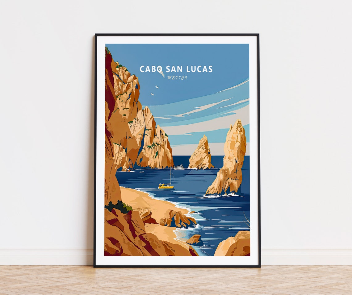 Cabo San Lucas Mexico El Arco Rock Arch Ocean Cliffs Travel Poster