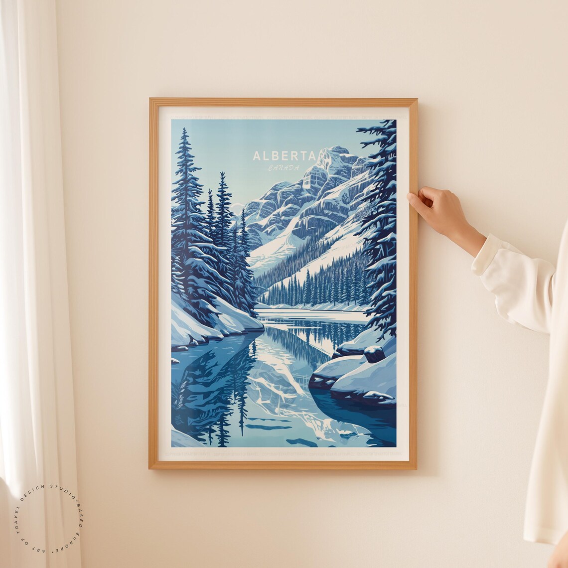Alberta Canada Winter Mountain Lake Snowy Pines Mirror Reflection Poster - Image 5