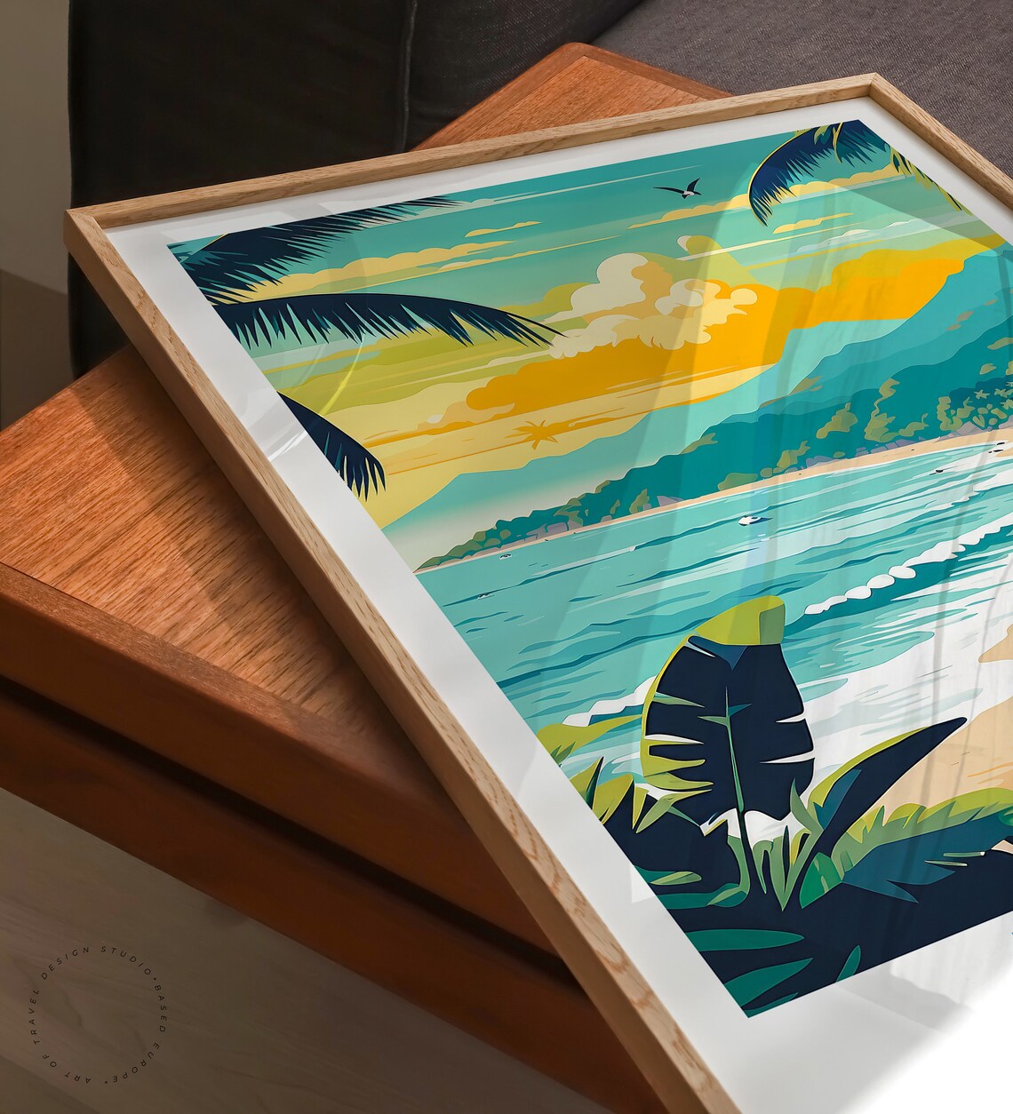 Jamaica Caribbean Beach Sunset Mountains Tropical Travel Poster - Image 3