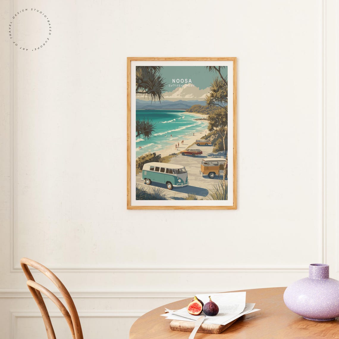 Noosa Australia National Park Beach Camper Vans Retro Travel Poster - Image 4