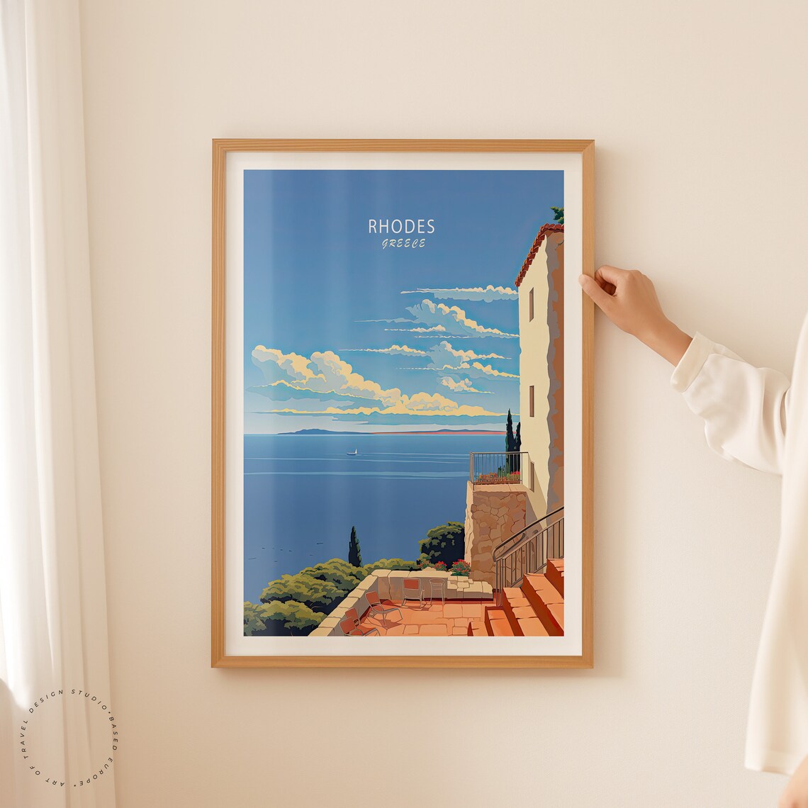 Rhodes Greece Terrace View Over The Aegean Sea Travel Poster - Image 2