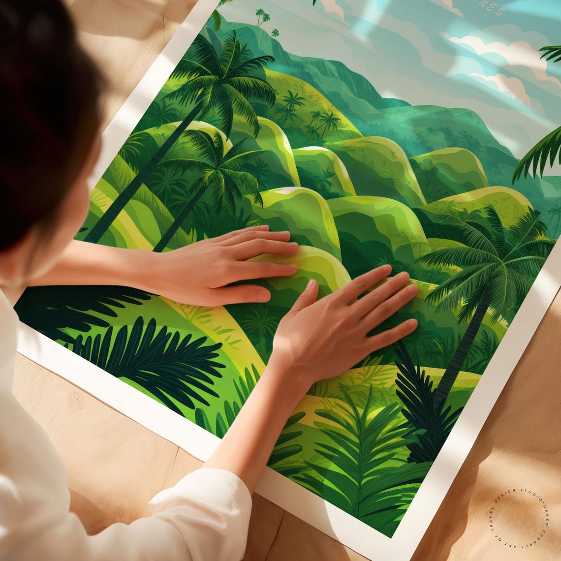 Bohol Philippines Chocolate Hills Palm Trees Sunny Hillside Art Poster - Image 3