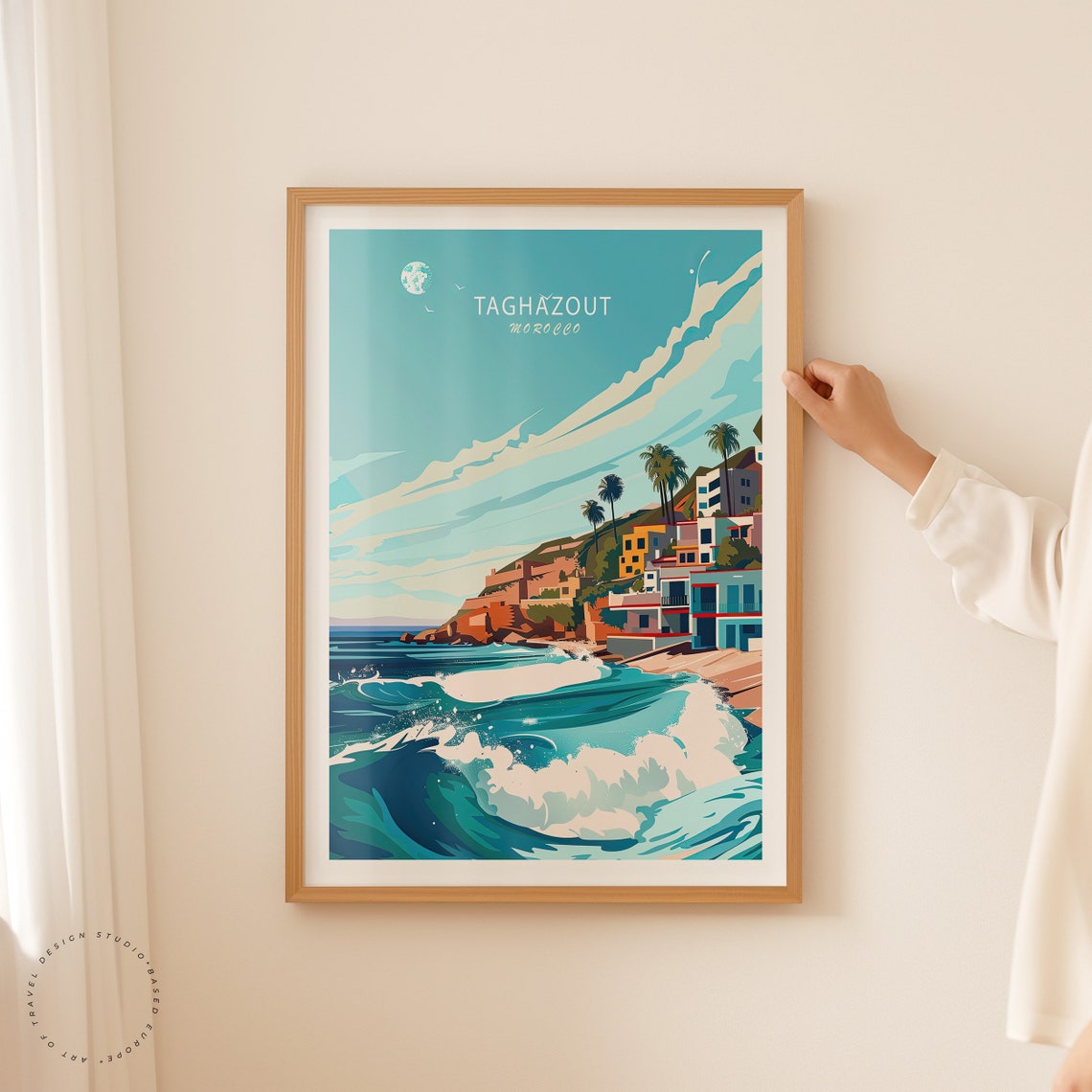 Taghazout Morocco Atlantic Surf Beach Town Retro Travel Poster - Image 2