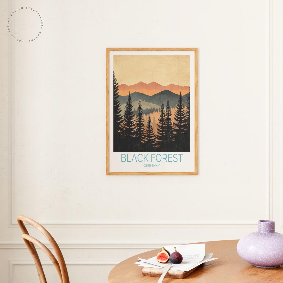 Black Forest Germany Pine Silhouette Golden Mountain Range Poster - Image 4