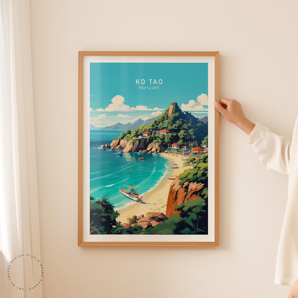 Ko Tao Thailand Tropical Island Bay Beach Scene Vintage Travel Poster - Image 2