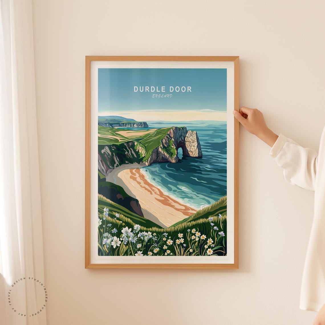 Durdle Door England Limestone Arch Coastal Beach Wildflowers Poster - Image 5