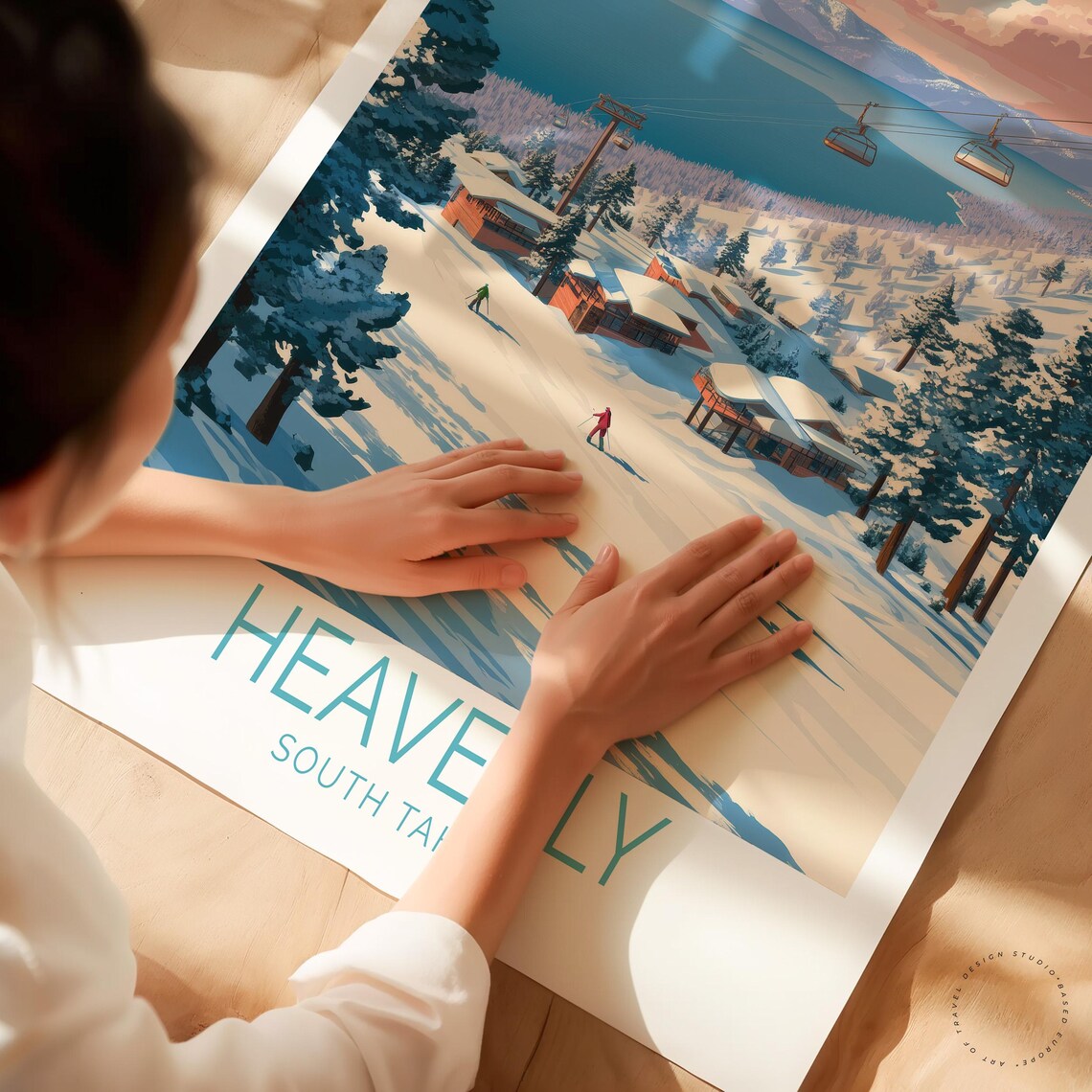 Heavenly South Tahoe Ski Resort Slopes Gondola Vintage Travel Poster - Image 3