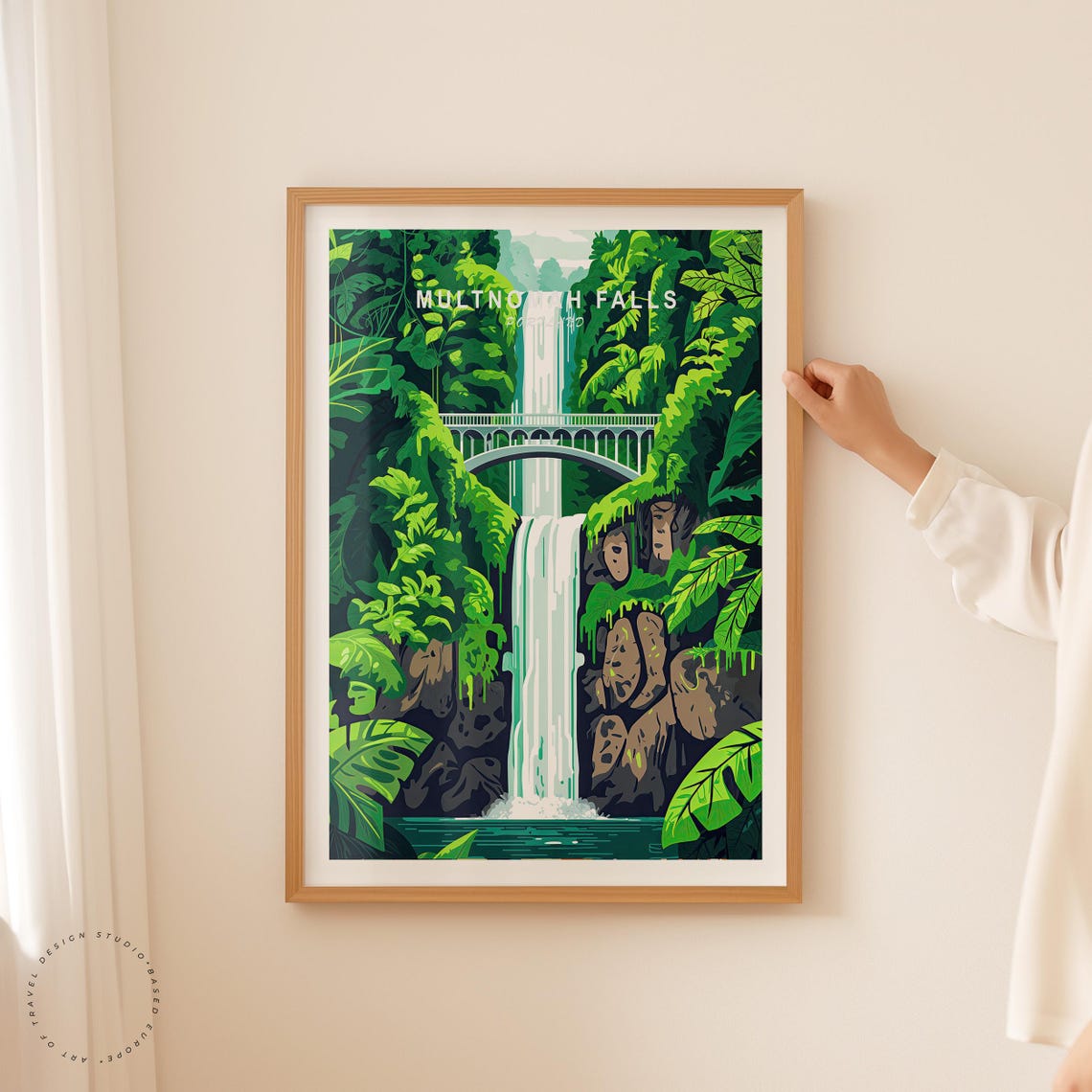 Multnomah Falls Portland Emerald Forest Waterfall Scene Poster - Image 2