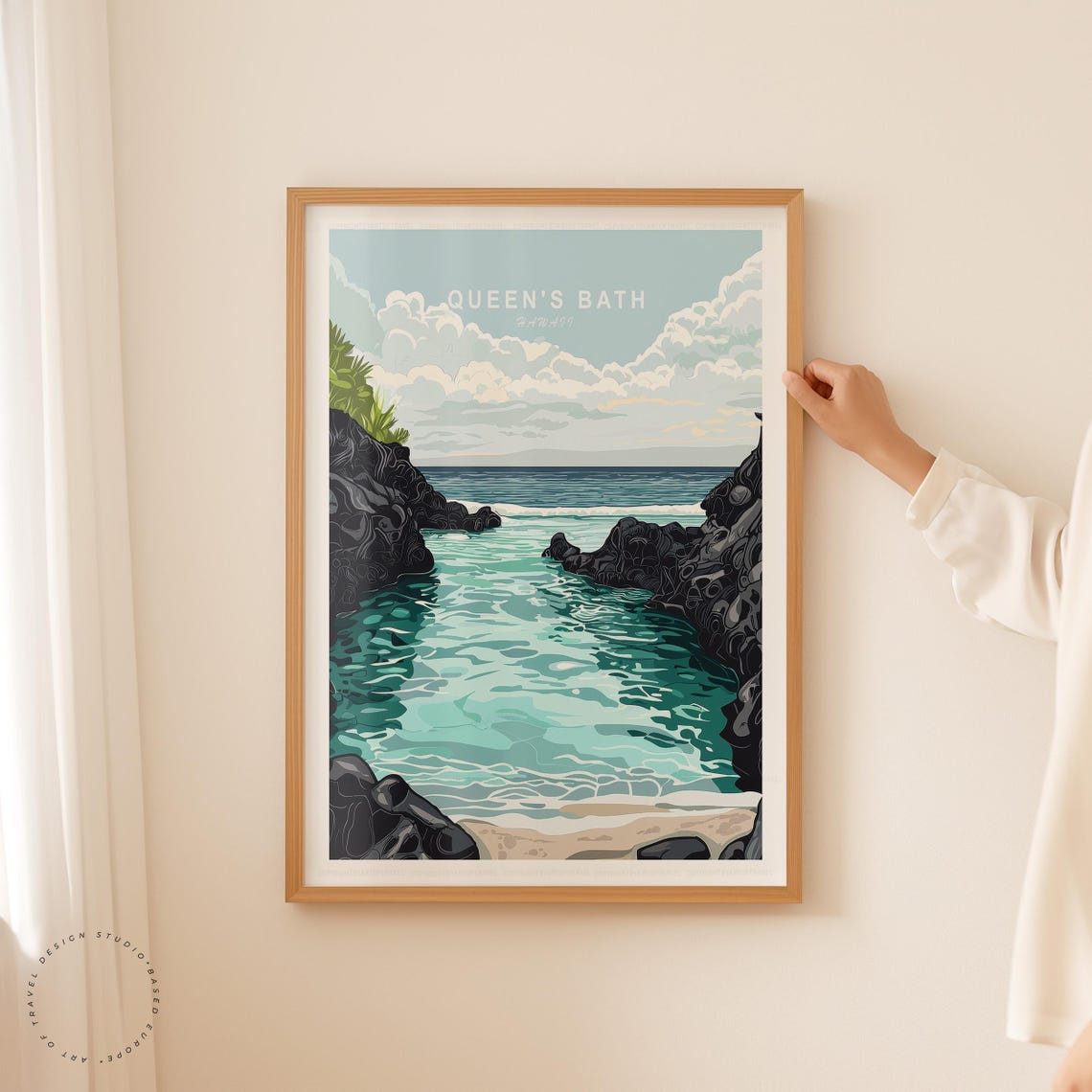 Queens Bath Hawaii Lava Rock Tide Pool Turquoise Ocean Scenic Poster - Image 5