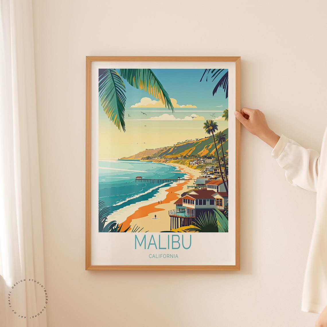 Malibu California Travel Print California Wall Art Malibu Custom Travel Poster Home Decor Birthday Gifts Wedding Gifts - Image 2