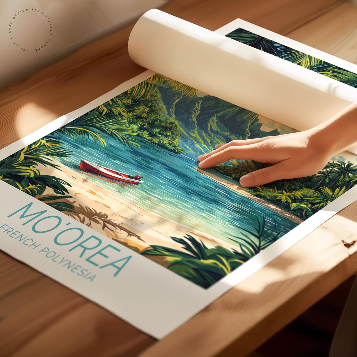 Moorea French Polynesia Tropical Island Lagoon Travel Poster - Image 2