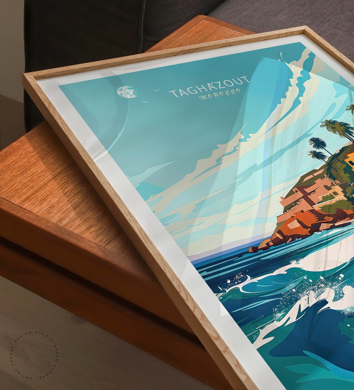 Taghazout Morocco Atlantic Surf Beach Town Retro Travel Poster - Image 3