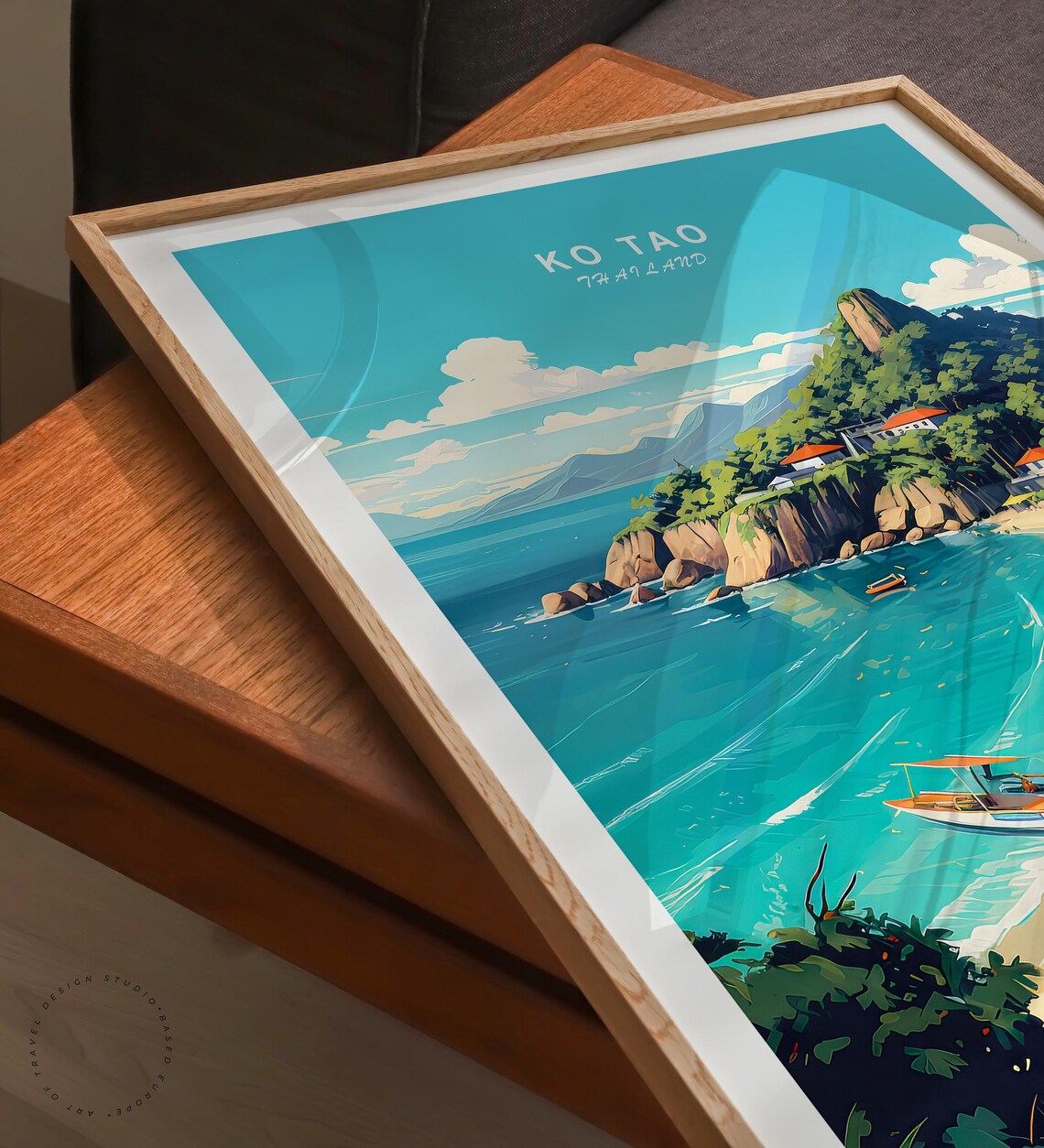Ko Tao Thailand Tropical Island Bay Beach Scene Vintage Travel Poster - Image 3