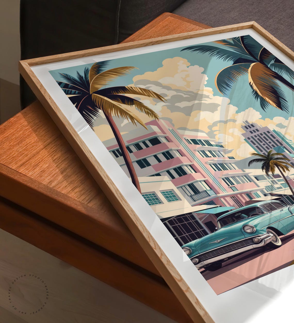 Miami Florida Art Deco Hotel Turquoise Classic Car City Poster - Image 6