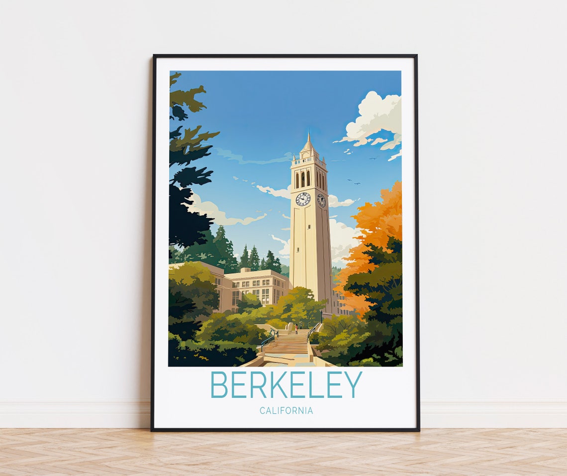 Berkeley California Campanile Clock Tower University Campus Poster