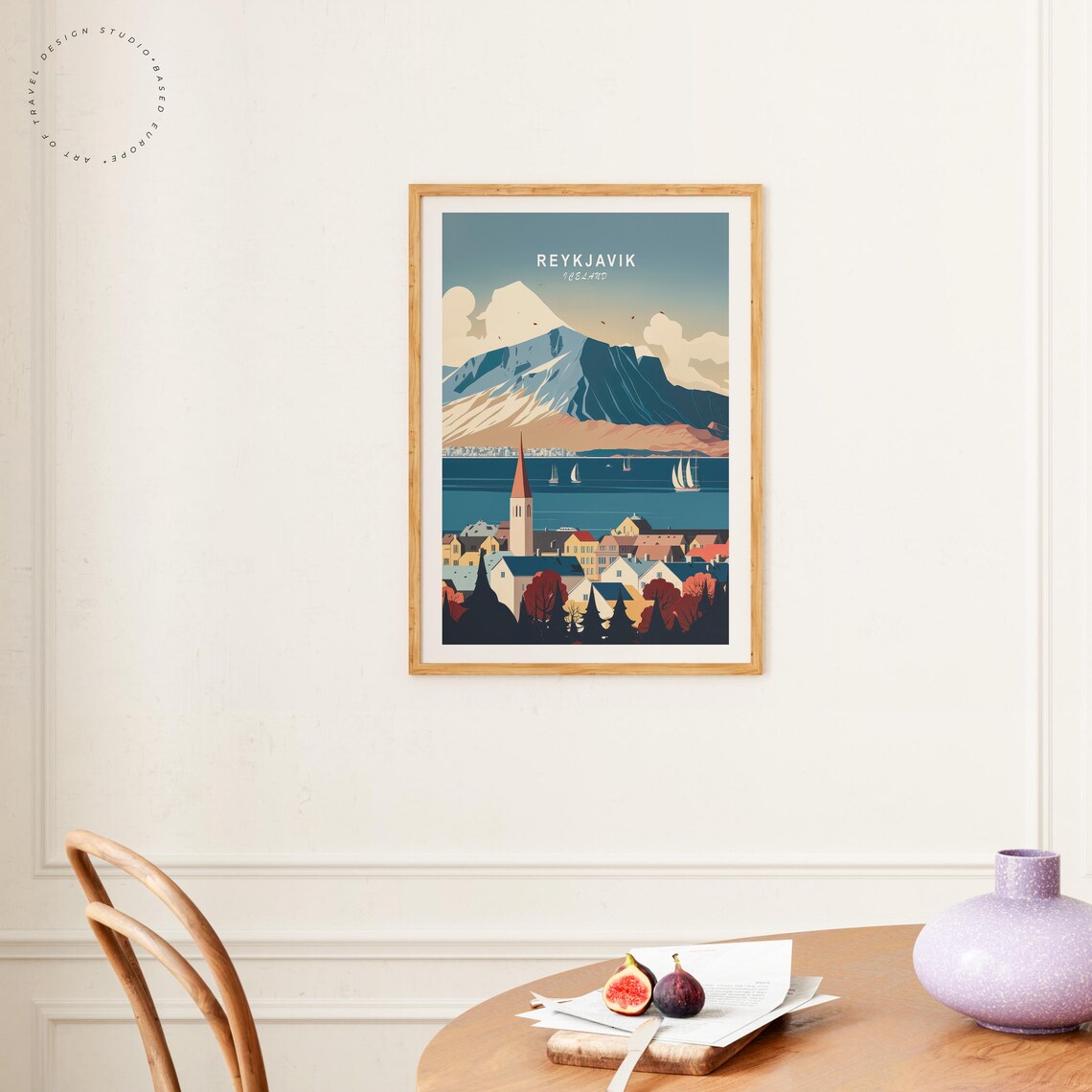 Reykjavik Iceland Harbor Sailboats Church Spire Mountain View Poster - Image 6