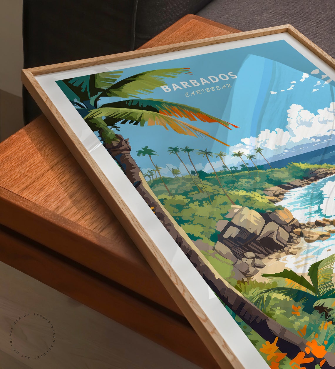Barbados Caribbean Beach Cove Palm Trees Tropical Ocean Wall Art - Image 3