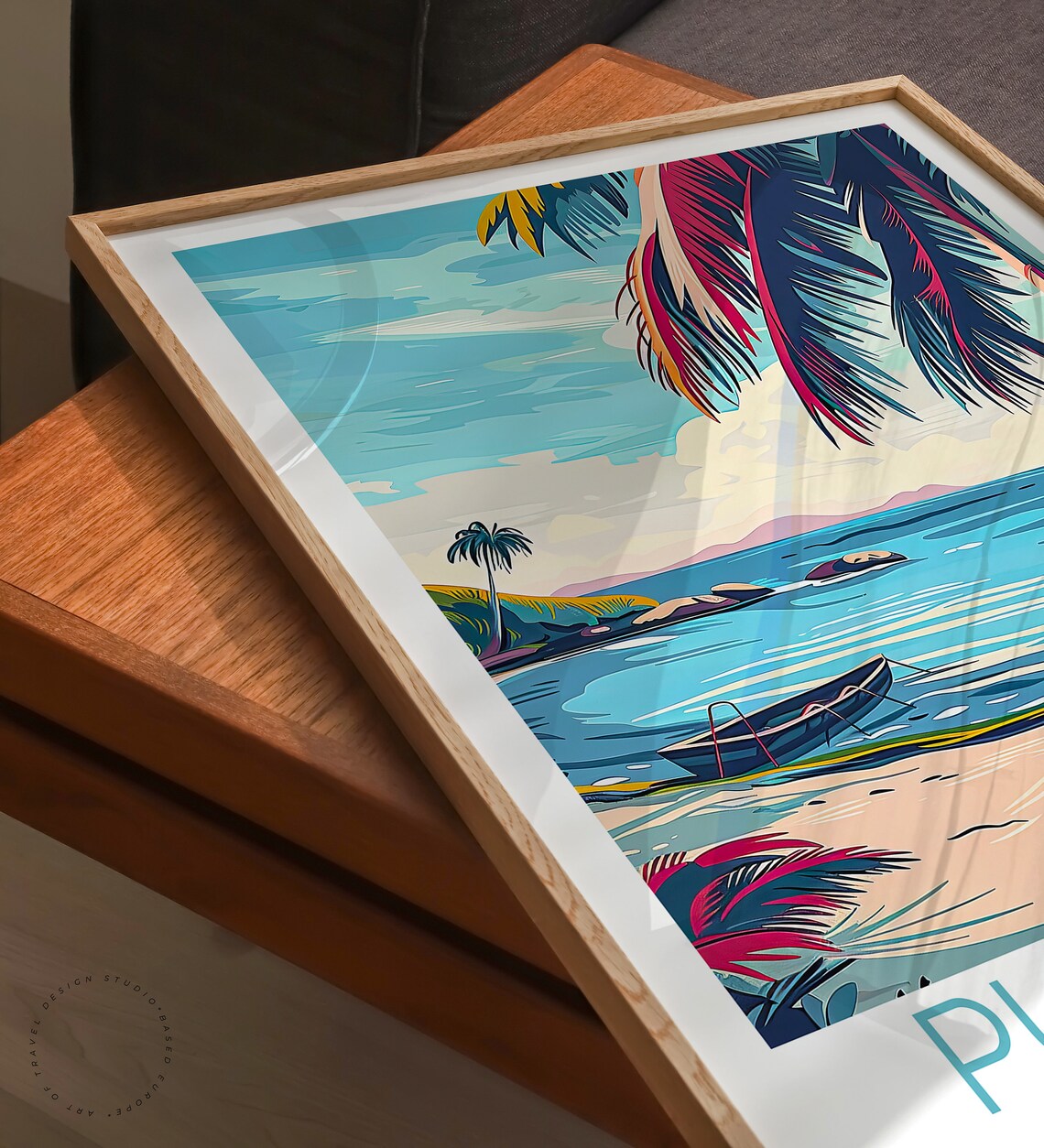 Punta Mita Mexico Secluded Beach Cove with Fishing Boat and Palms Poster - Image 3