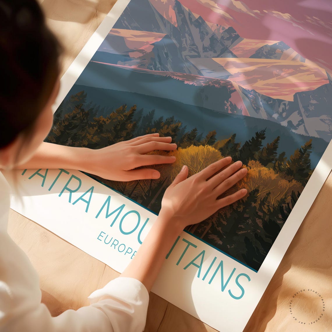 Tatra Mountains Europe Snowy Alpine Peaks Pink Sunset Travel Poster - Image 3
