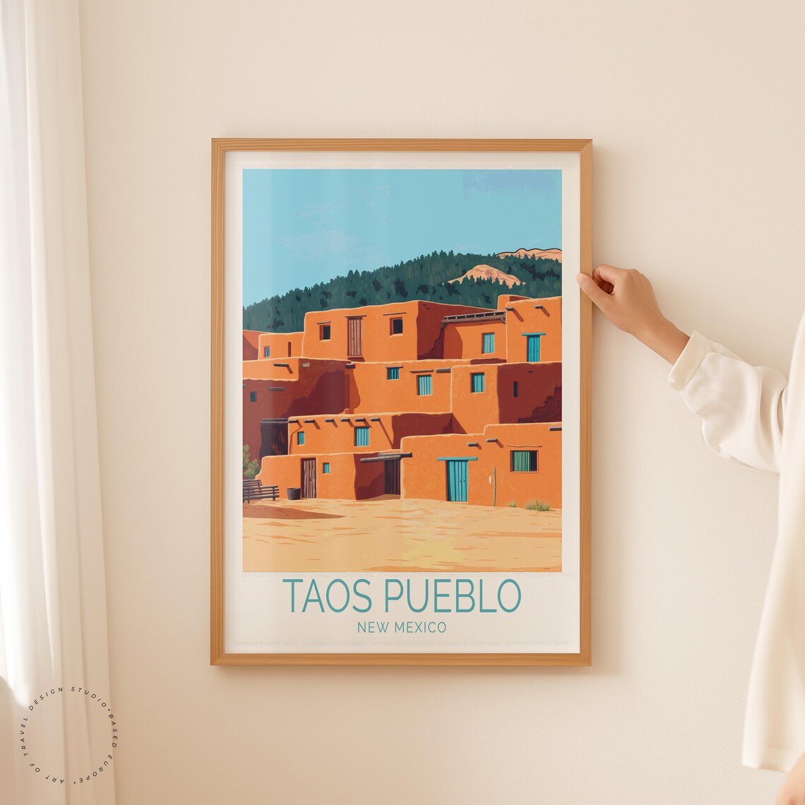 Taos Pueblo New Mexico Adobe Village Vintage Southwest Travel Poster - Image 5