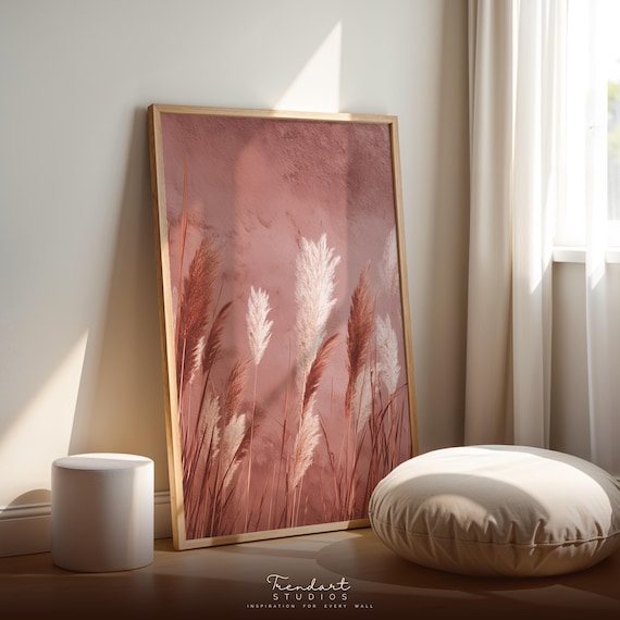 Boho Wall Art Terracotta Pampas Grass Print Minimalist Botanical Earthy Home Decor Da00029