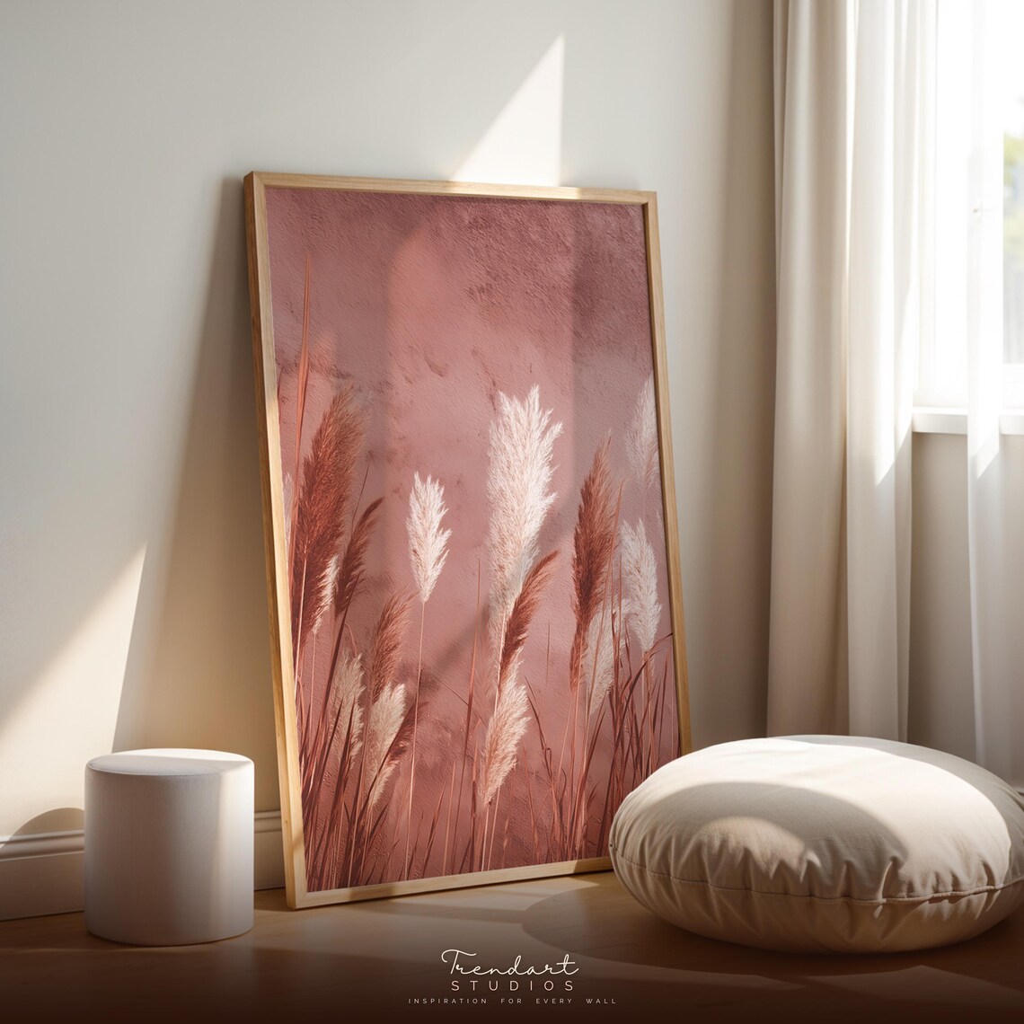 Boho Wall Art Terracotta Pampas Grass Print Minimalist Botanical Earthy Home Decor Da00029