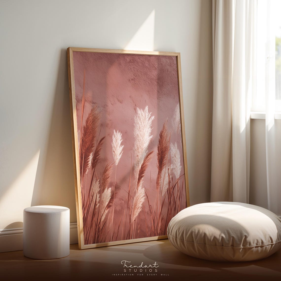 Terracotta Pampas Grass Boho Botanical Minimalist Earth Tone Poster