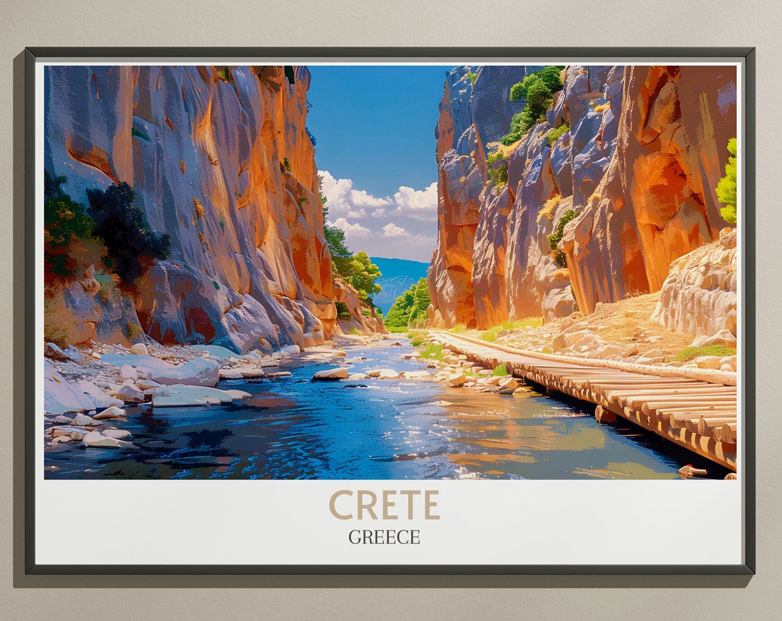Crete River Gorge Golden Canyon Cliffs Greece Landscape Poster