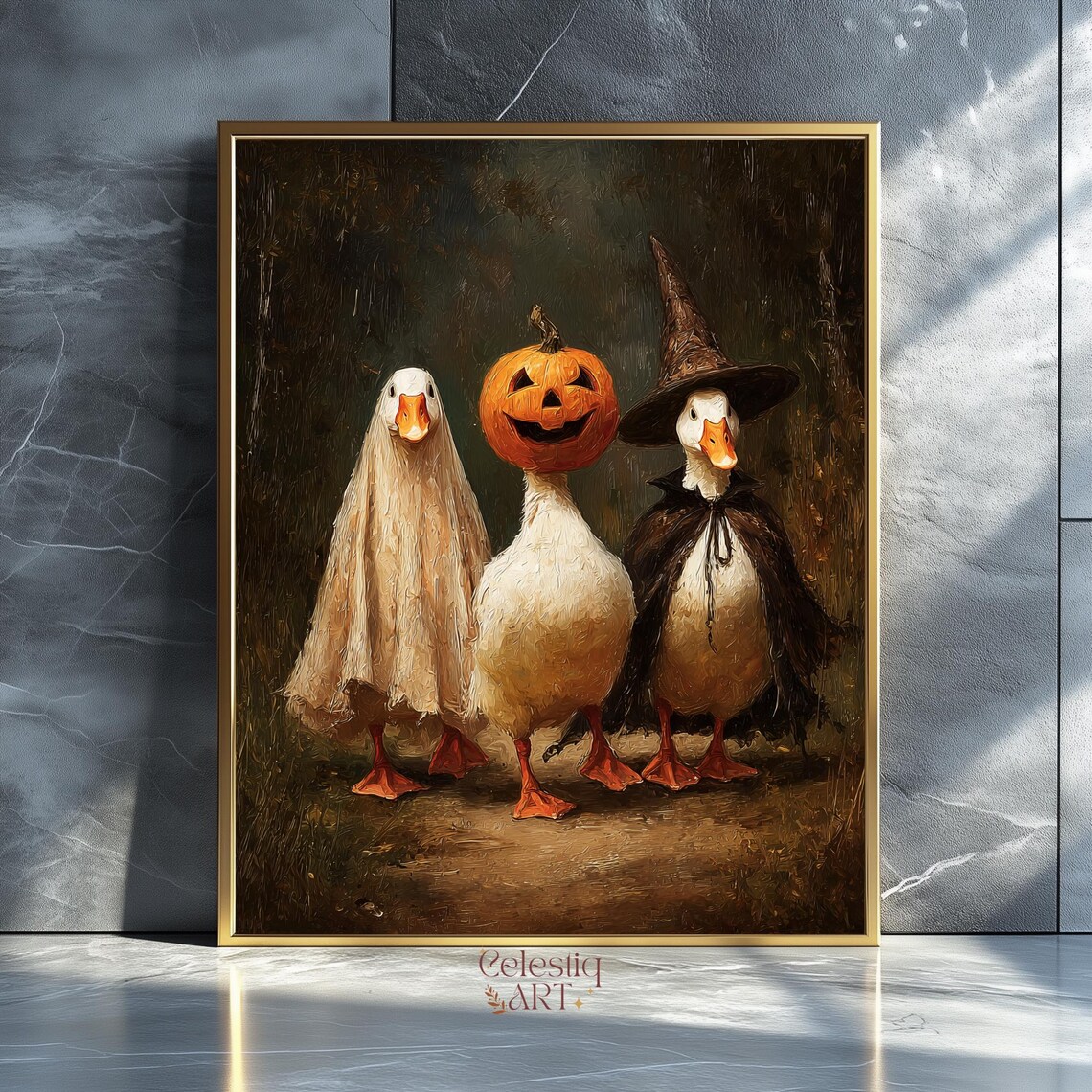 Halloween Goose Art Print, Cute Spooky Fall Decor