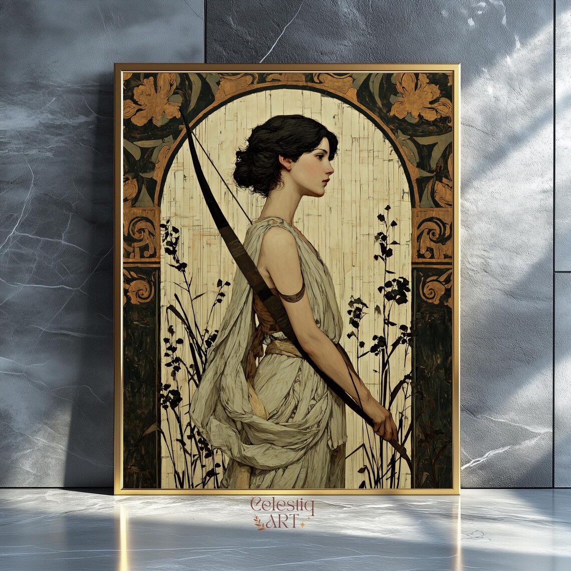 Artemis Art Nouveau Poster, Greek Goddess Divine Feminine