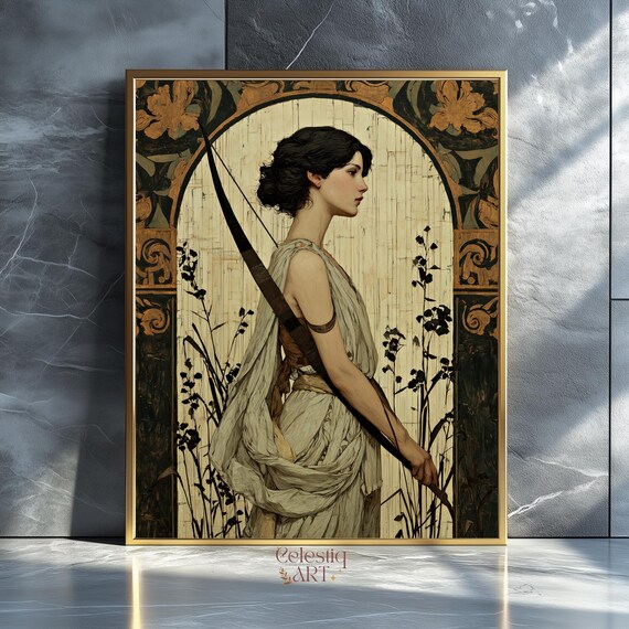 Artemis Art Nouveau Poster, Greek Goddess Divine Feminine