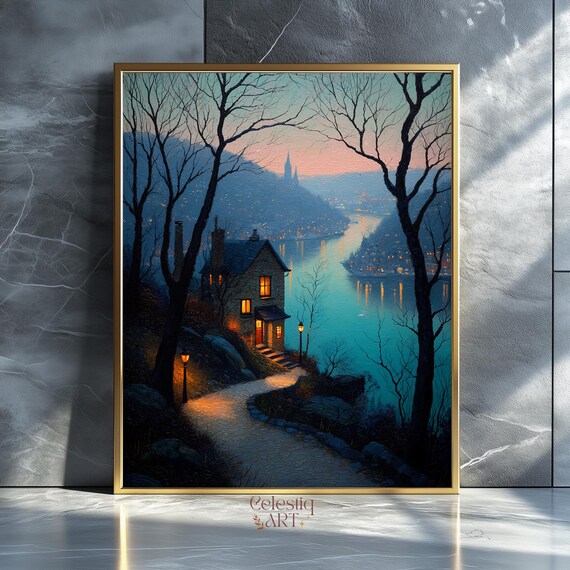 Spooky Town Halloween Art Print Vintage Autumn Street