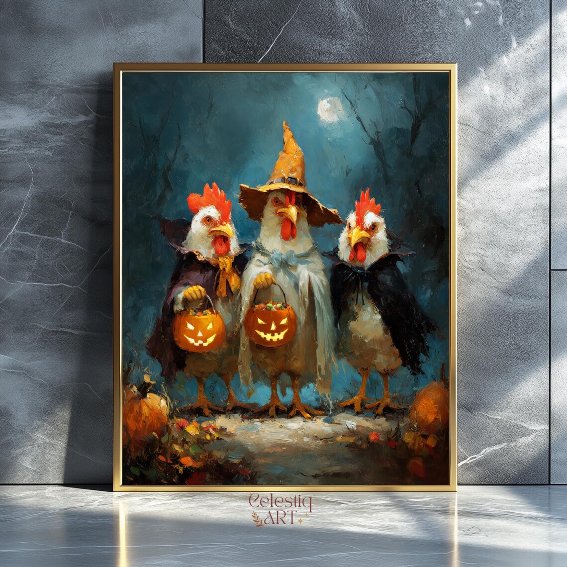 Halloween Chickens Trick Or Treat Costume Funny Farmhouse Poster
