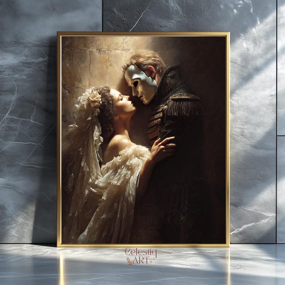 Gothic Romance Art Print, Dark Passion Couple
