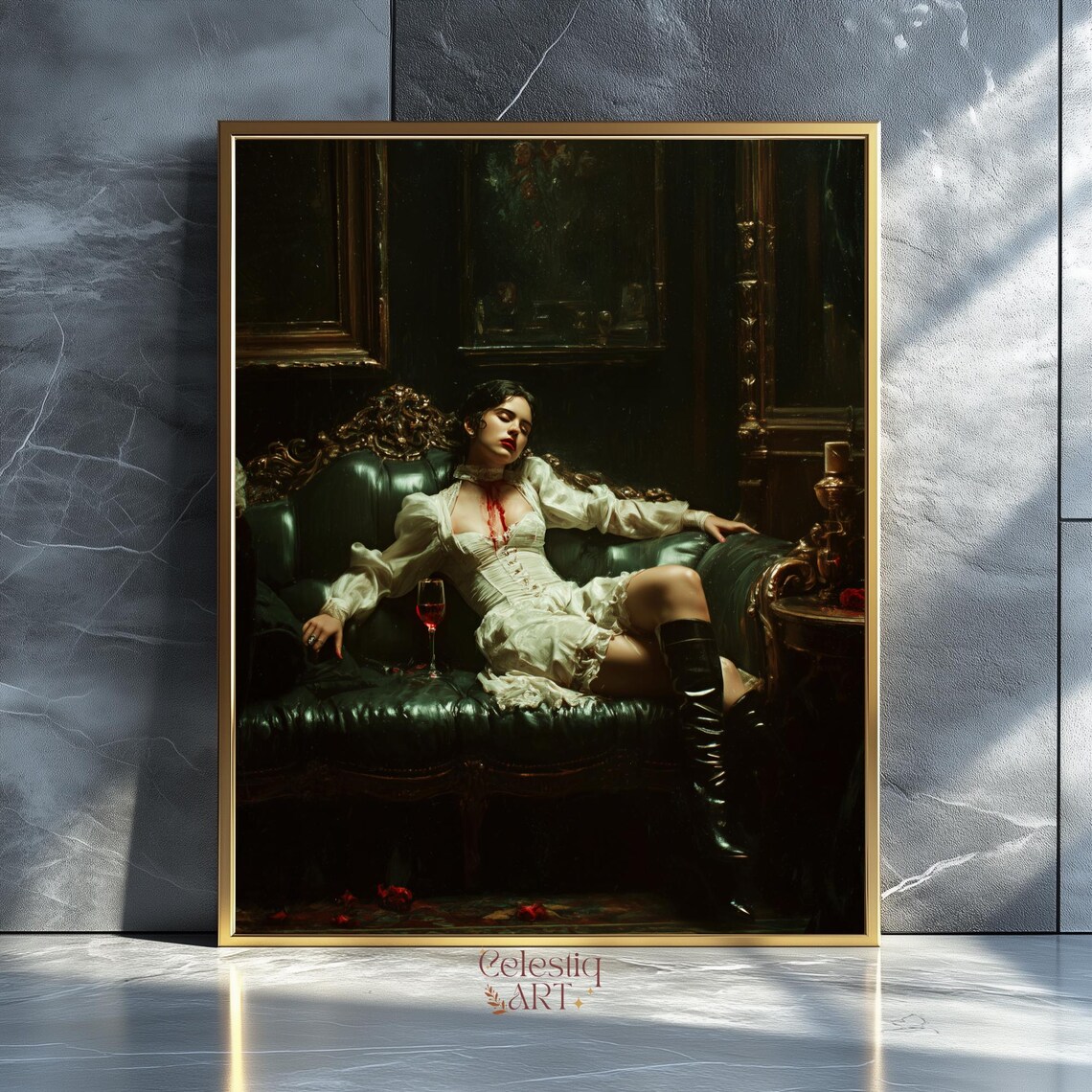 Victorian Vampire Portrait Gothic Dark Academia Halloween Art