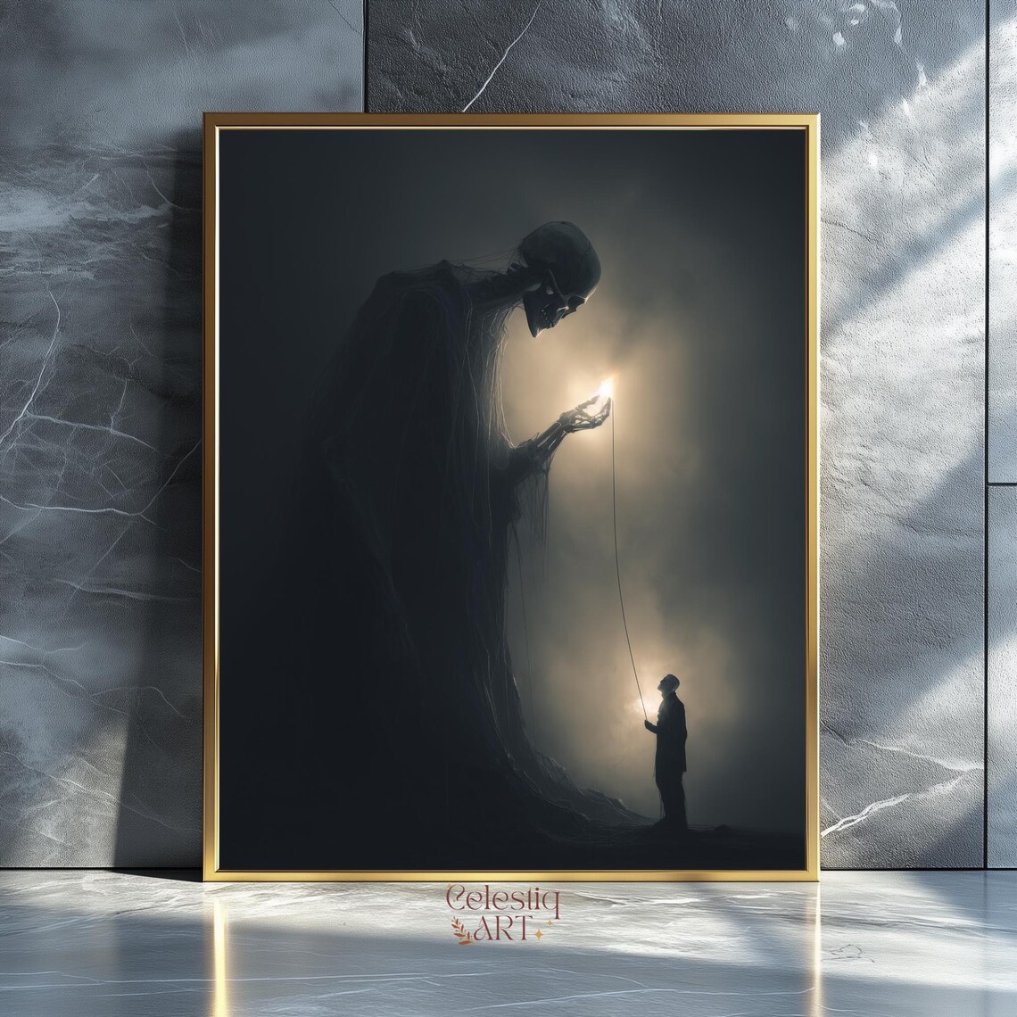 Gothic Grim Reaper Art Print, Dark Academia Decor